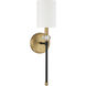 Tivoli 1 Light 5 inch Black with Warm Brass Accents Wall Sconce Wall Light