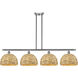 Woven Rattan Island Light Ceiling Light in Satin Nickel