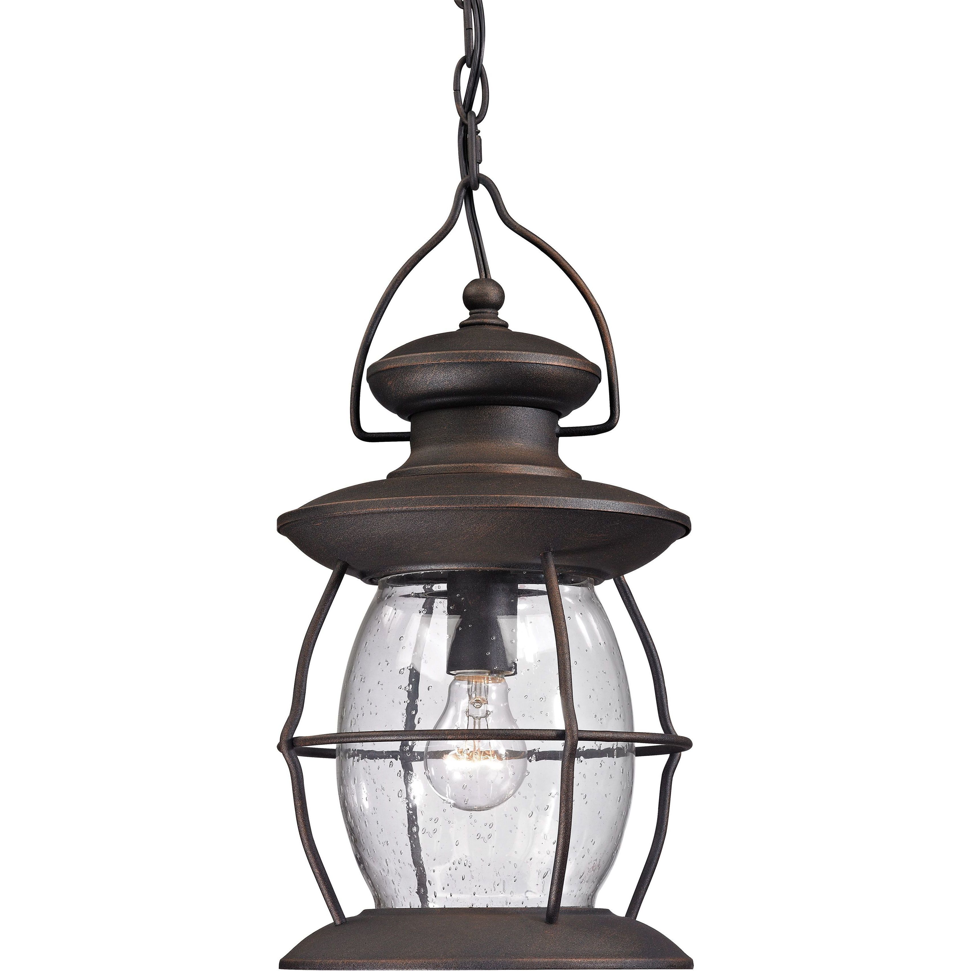 Village Lantern 1 Light 8 inch Weathered Charcoal Outdoor Pendant