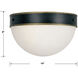 Capsule 2 Light 8 inch Matte Black and Textured Gold Outdoor Flush, Brian Patrick Flynn