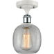 Ballston Belfast LED 6 inch White and Polished Chrome Semi-Flush Mount Ceiling Light in Clear Crackle Glass, Ballston
