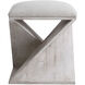 Benue 20 inch White Washed Fir Wood with Neutral Linen Ottoman