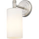 Crown Point Sconce Wall Light in Satin Nickel, Matte White Glass