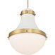 Purelight 1 Light 16.25 inch Legacy Brass and Off White Cream Pendant Ceiling Light