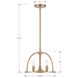 Abbott 3 Light 13.75 inch Vibrant Gold Mini Chandelier Ceiling Light