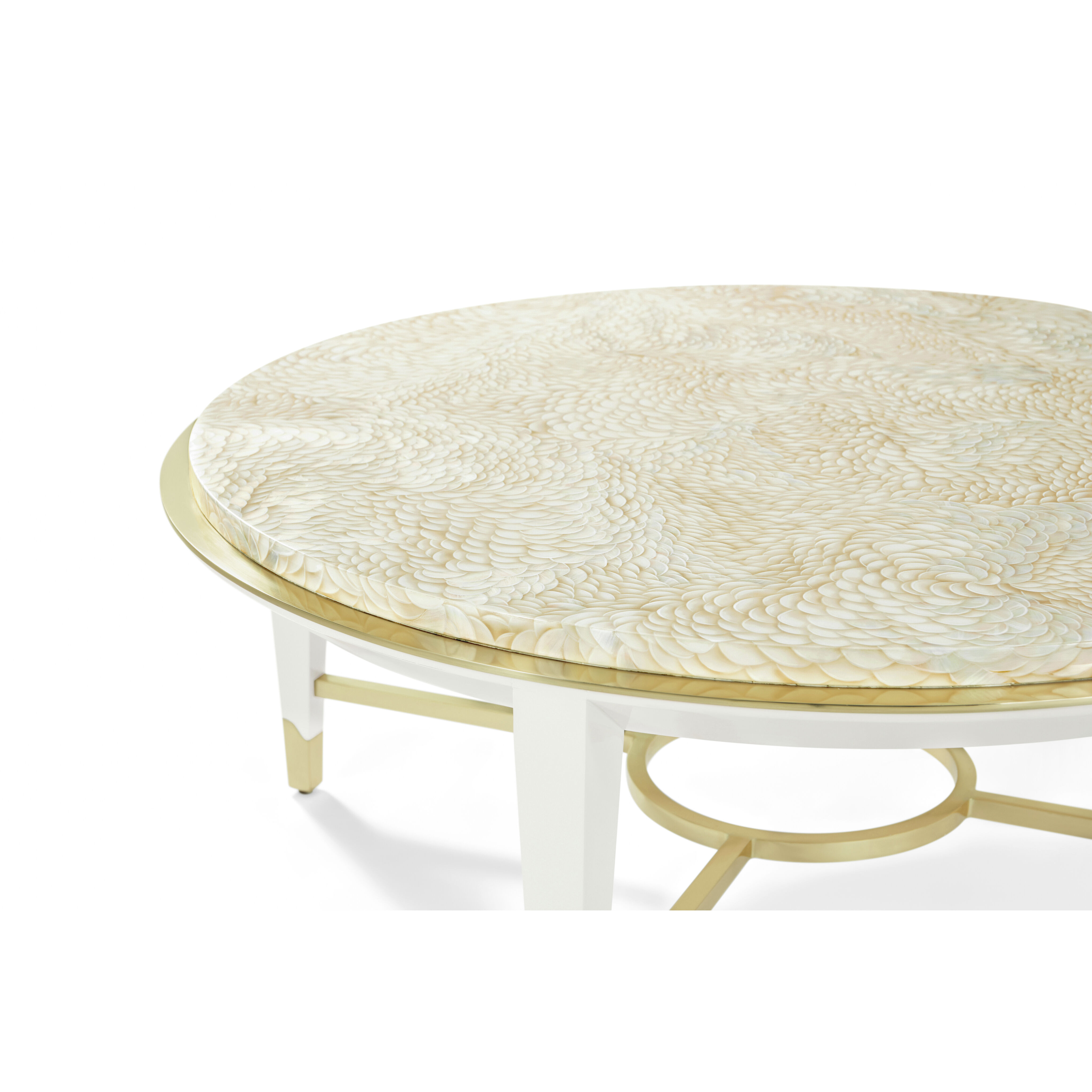 Judith Leiber Couture 42 X 42 inch Feather / Solstice / Polished Brass Cocktail Table, Wooden