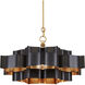 Grand Lotus 1 Light 20.25 inch Satin Black/Contemporary Gold Leaf Chandelier Ceiling Light, Small, Convertible to Semi-Flush