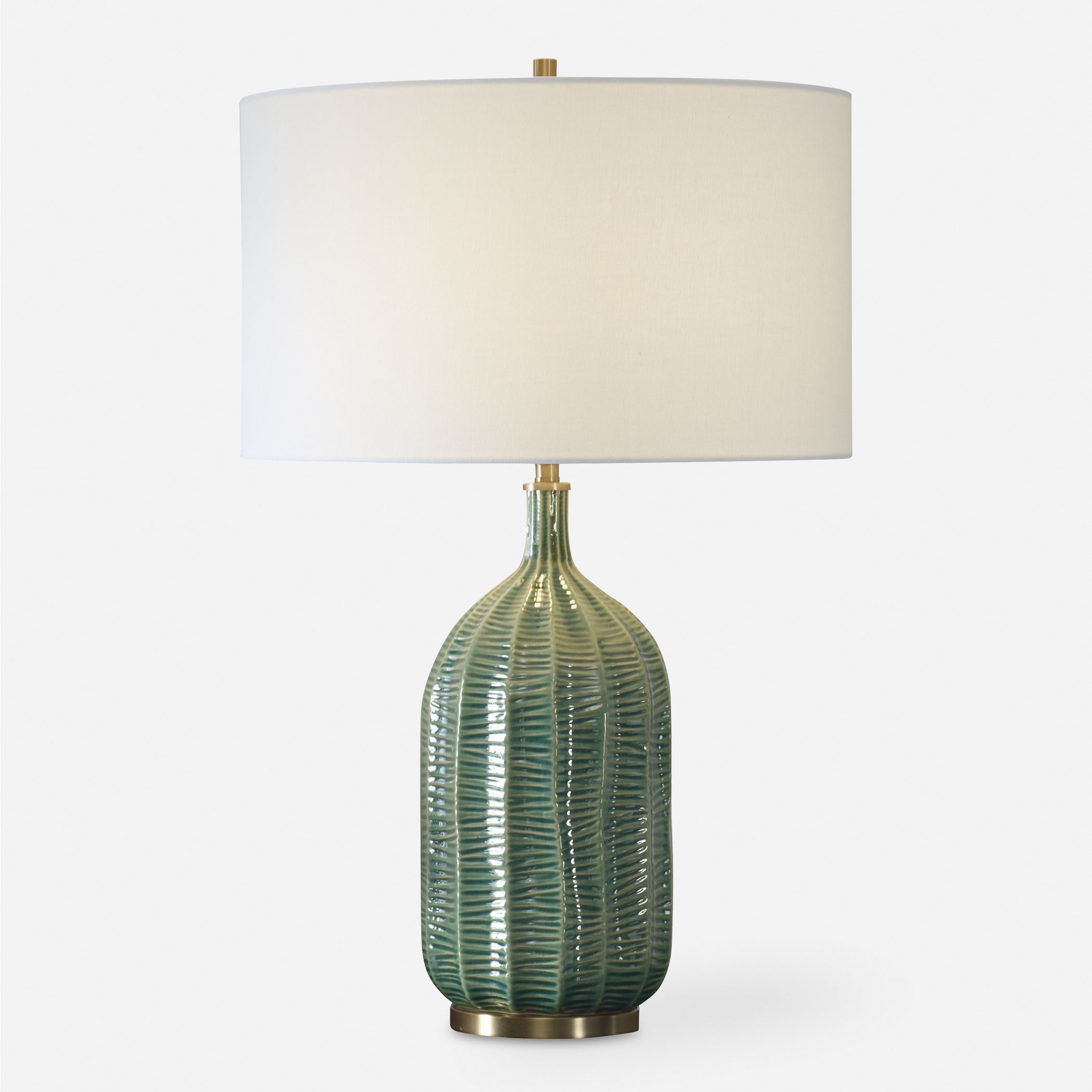 Bixby 24.5 inch 150.00 watt Hunter Green Glaze and Antique Brass Table Lamp Portable Light