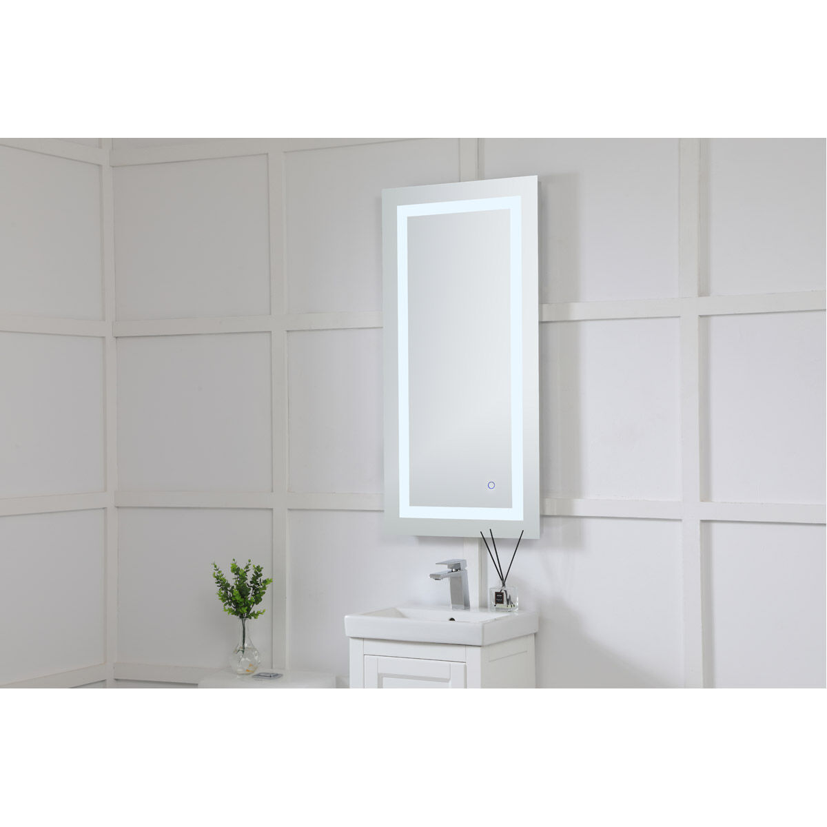 Helios 40 X 20 inch Silver Lighted Wall Mirror