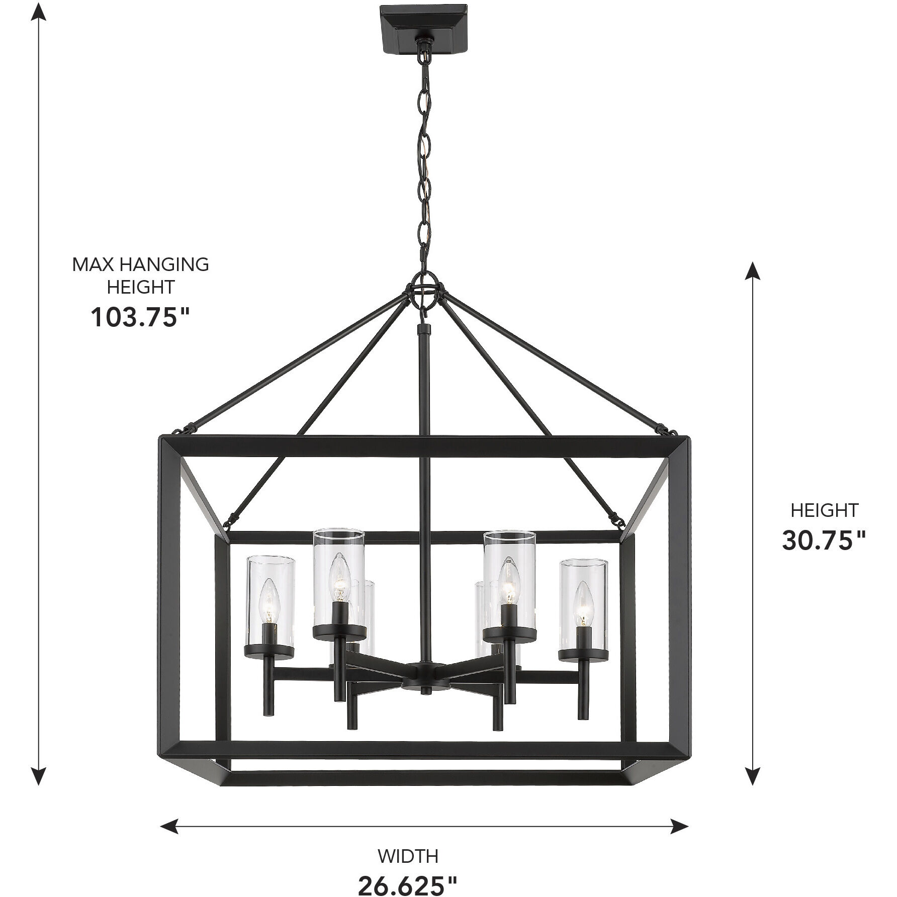 Smyth 6 Light 26.63 inch Matte Black Chandelier Ceiling Light in Clear Glass