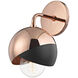Emma 1 Light 6 inch Polished Copper Wall Sconce Wall Light in Polished Copper and Black