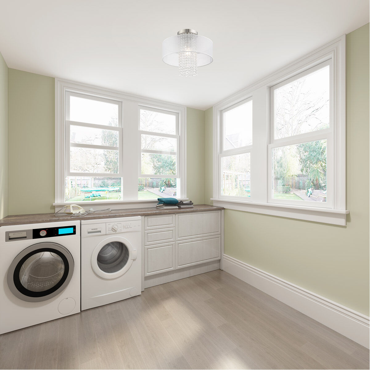 Bella Vista 1 Light 15 inch Brushed Nickel Semi-Flush Mount Ceiling Light