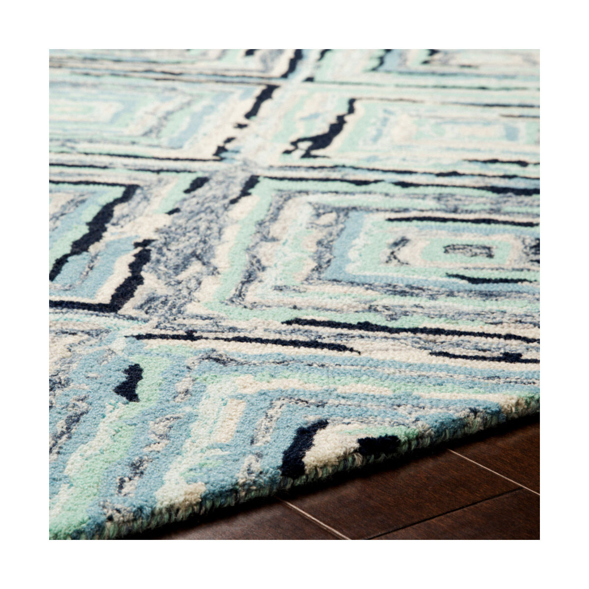 Serafina 96 X 30 inch Dark Blue/Ice Blue/Teal/Navy/Denim/Ivory Rugs