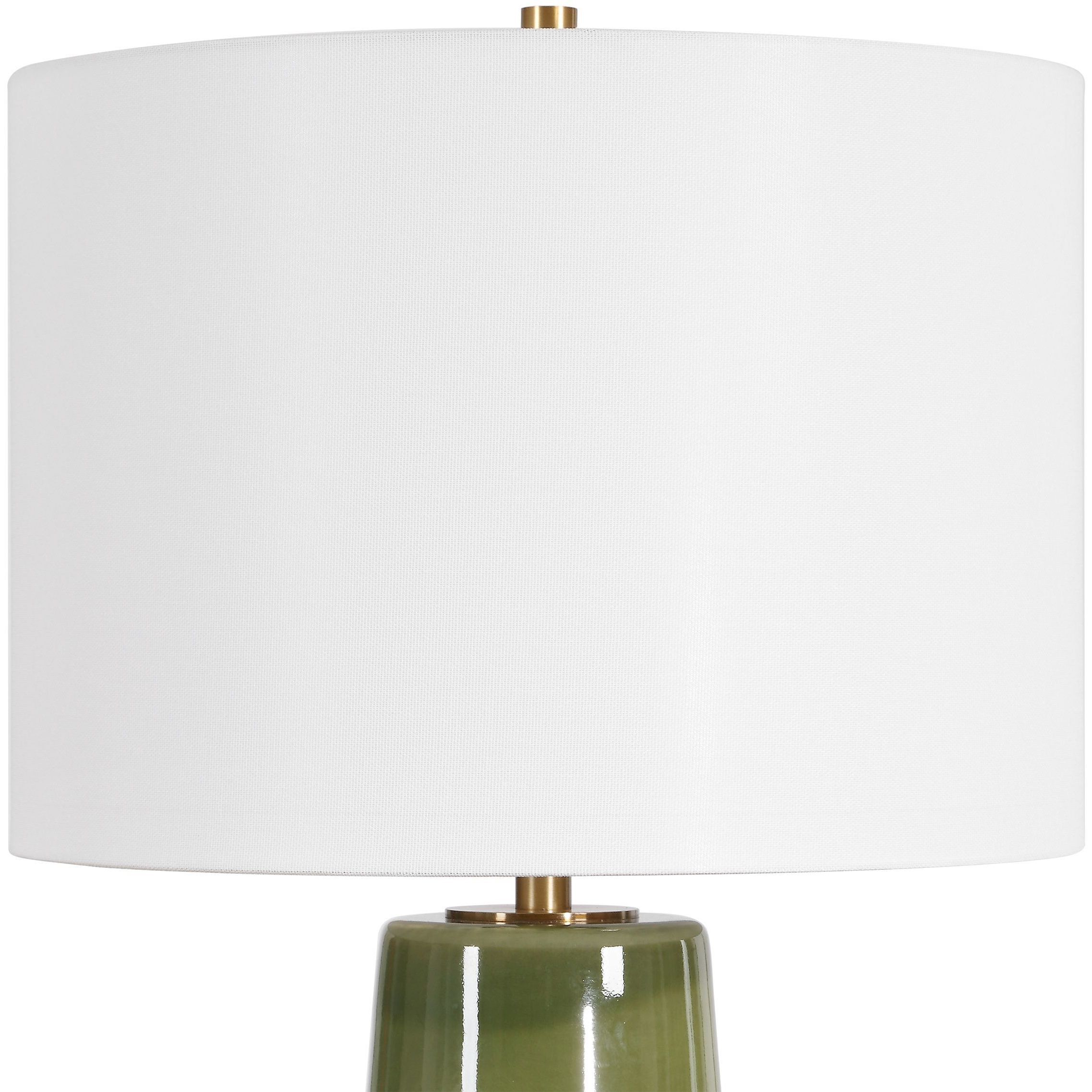 Meyer 27 inch 150 watt Moss Green Glaze and Antique Brass Table Lamp Portable Light