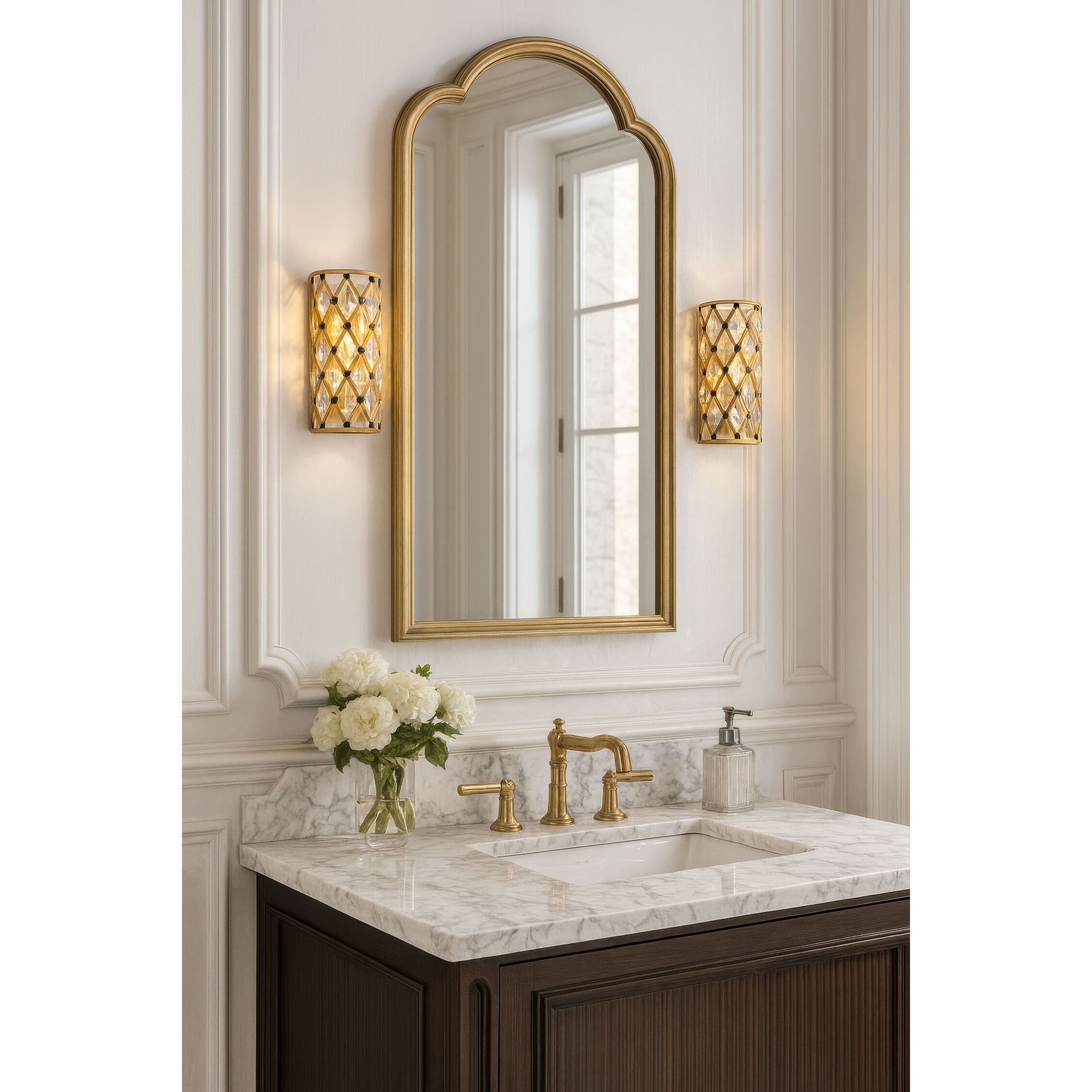 Windsor 1 Light 7 inch French Gold and Matte Black Wall Sconce Wall Light