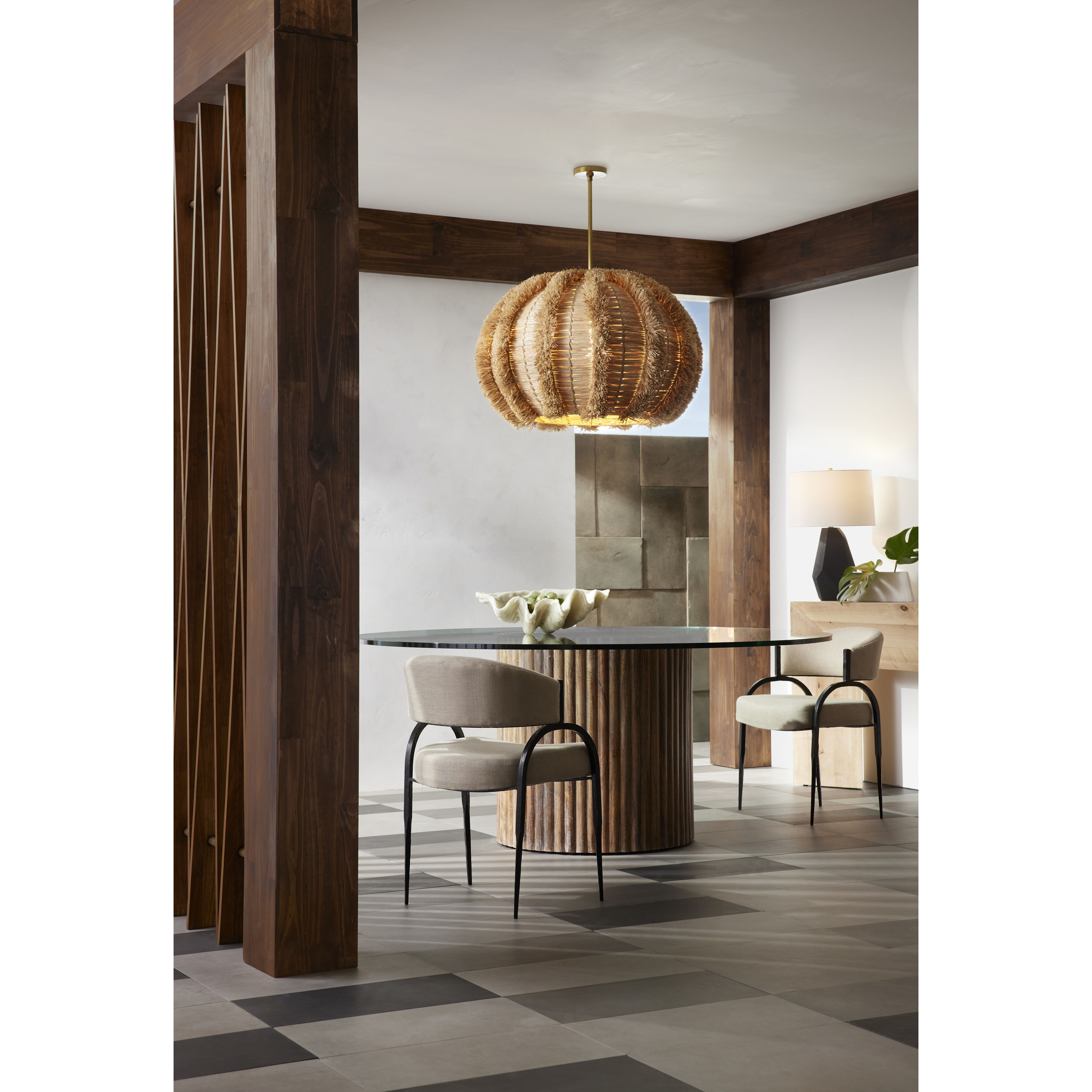 Johanna 1 Light 34 inch Natural and Antique Brass Pendant Ceiling Light