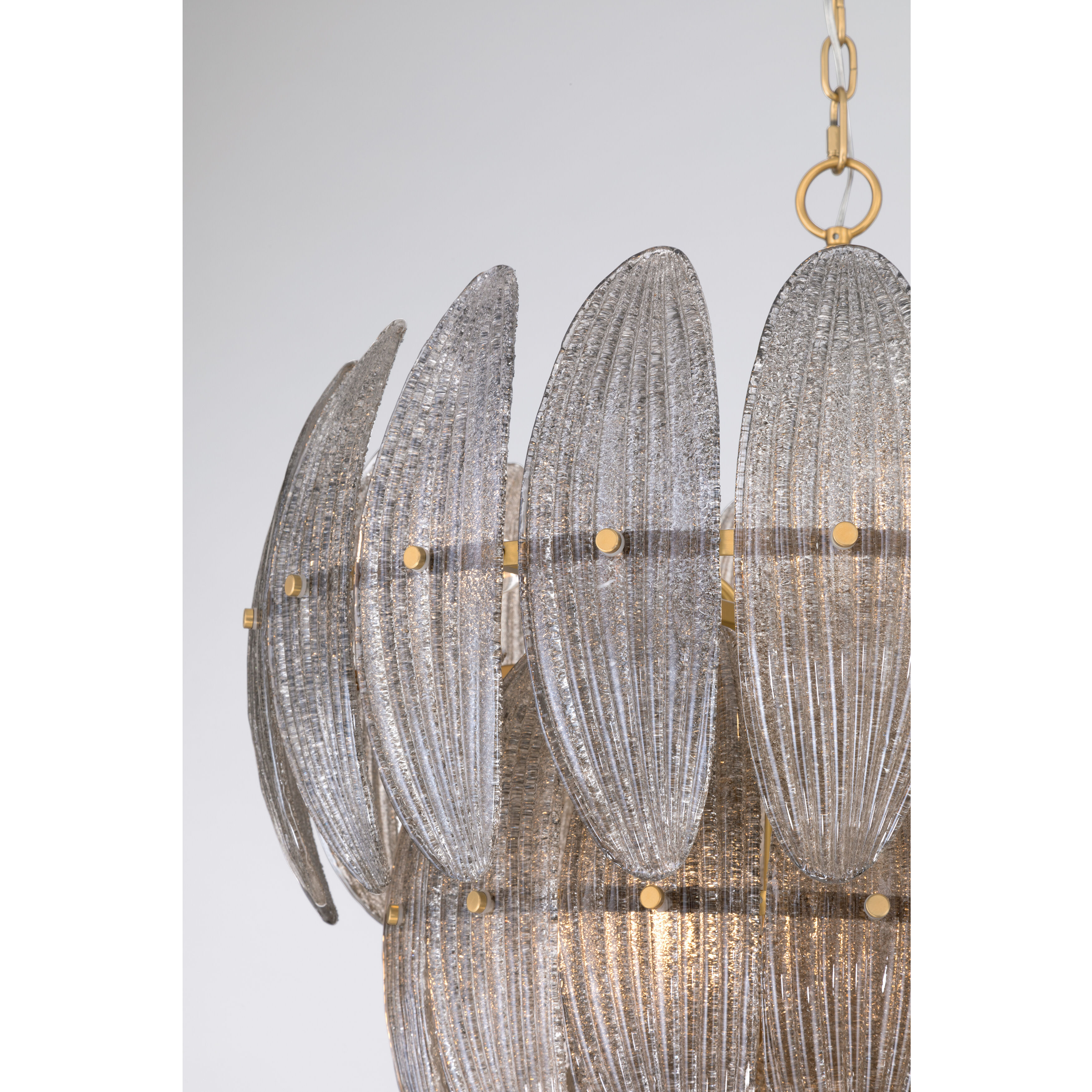 Marclaire 11 Light 26.5 inch Legacy Brass Pendant Ceiling Light in Grey Textured Handmade Glass