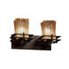 Metropolis 2 Light 17 inch Dark Bronze Vanity Light Wall Light in Amber (Veneto Luce), Square with Rippled Rim
