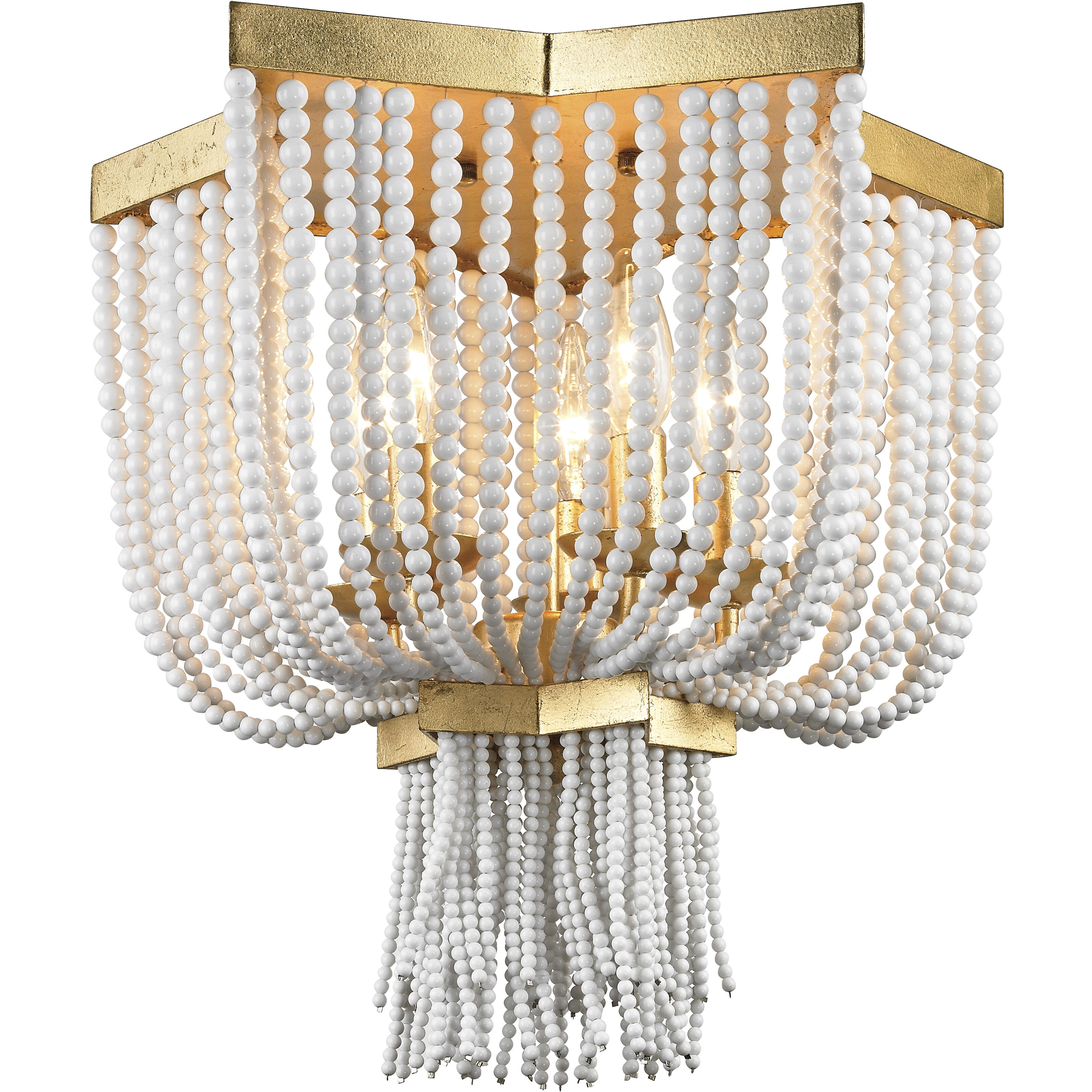 Chaumont 5 Light 16 inch Antique Gold Leaf Flush Mount Ceiling Light