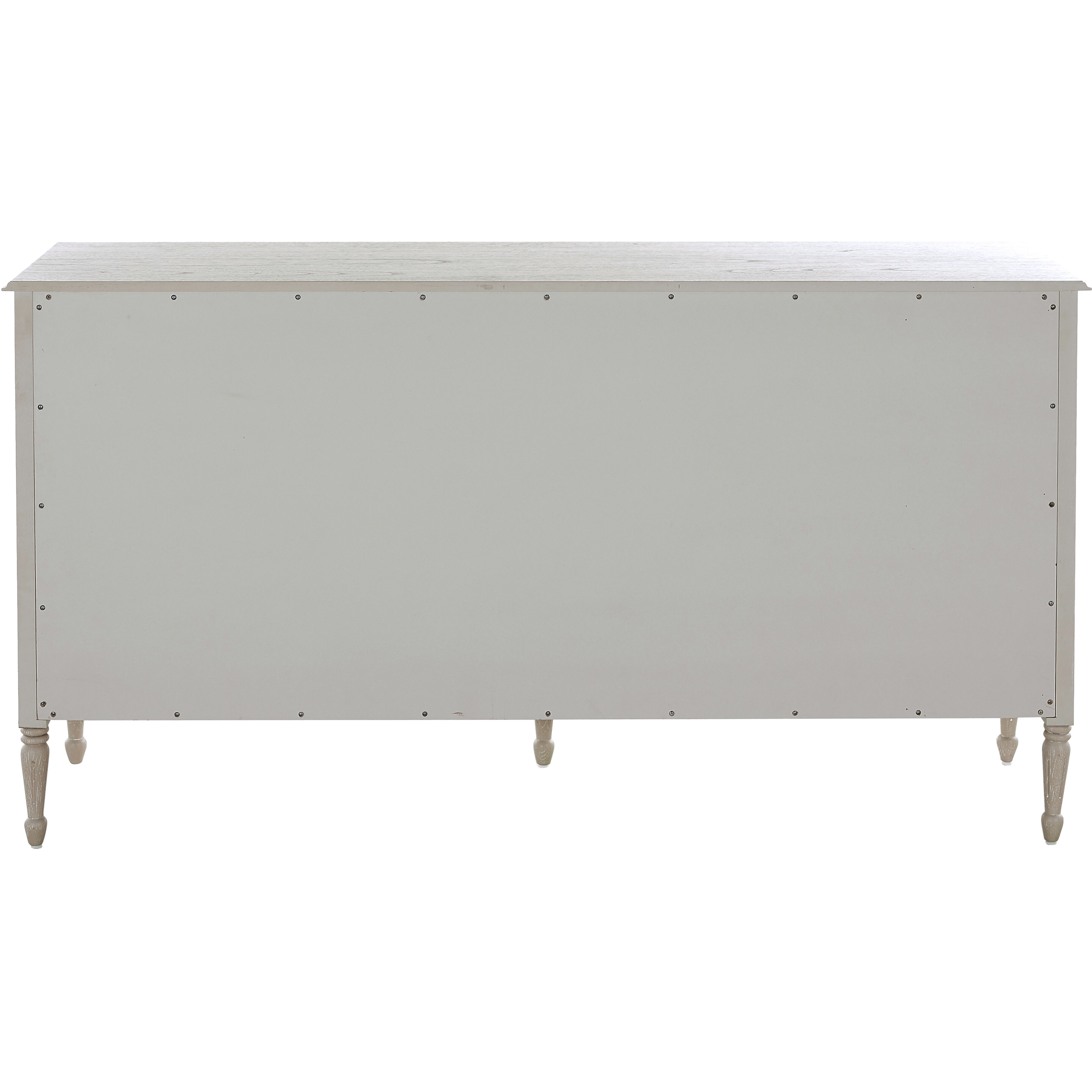 Caroline Cerused White and Painted Burlap Dresser