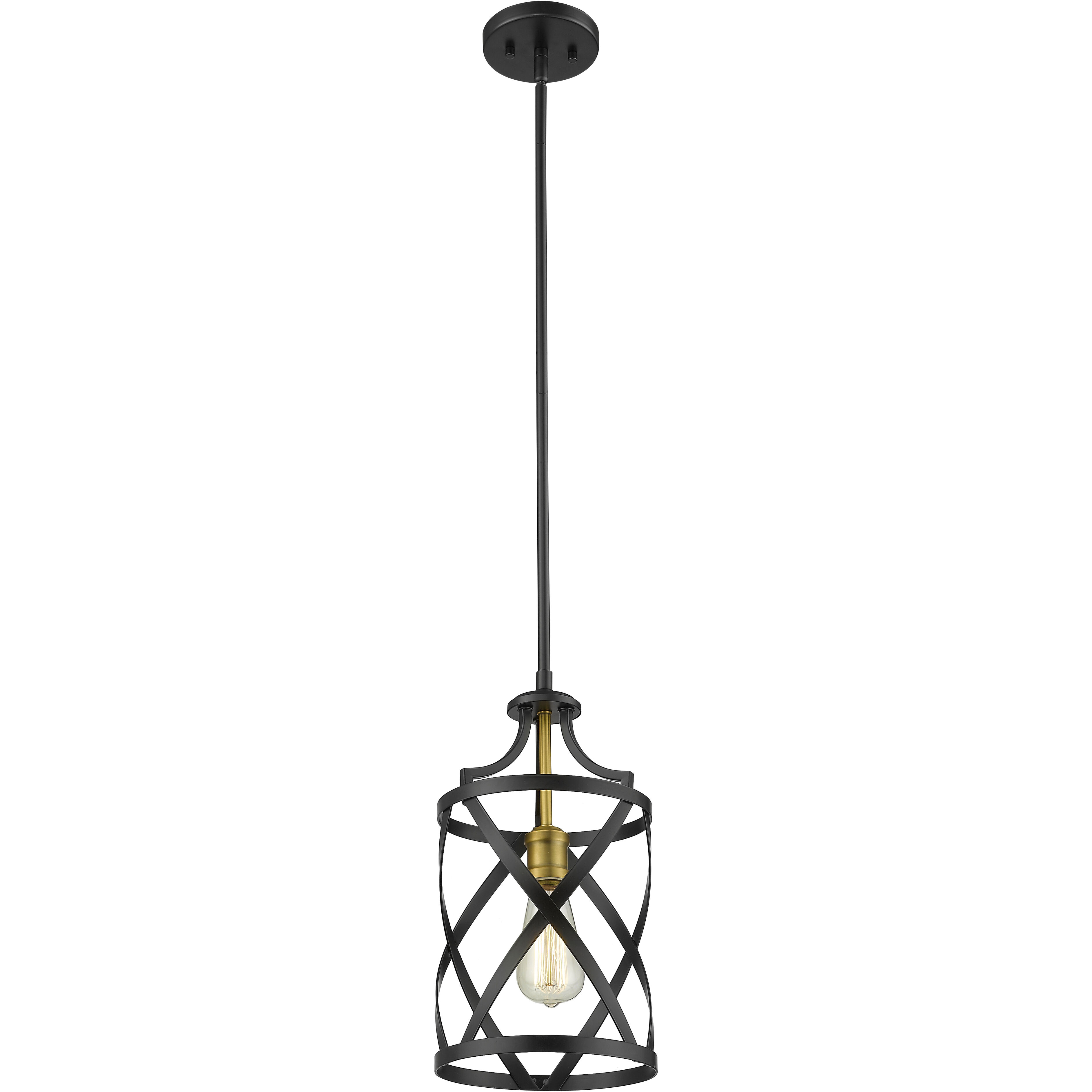 Malcalester 1 Light 8 inch Matte Black and Olde Brass Pendant Ceiling Light