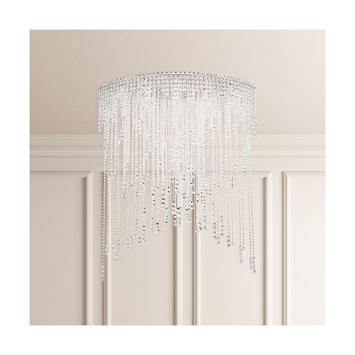 Chantant 8 Light 22 inch Polished Stainless Steel Flush Mount Ceiling Light in Optic, Strand