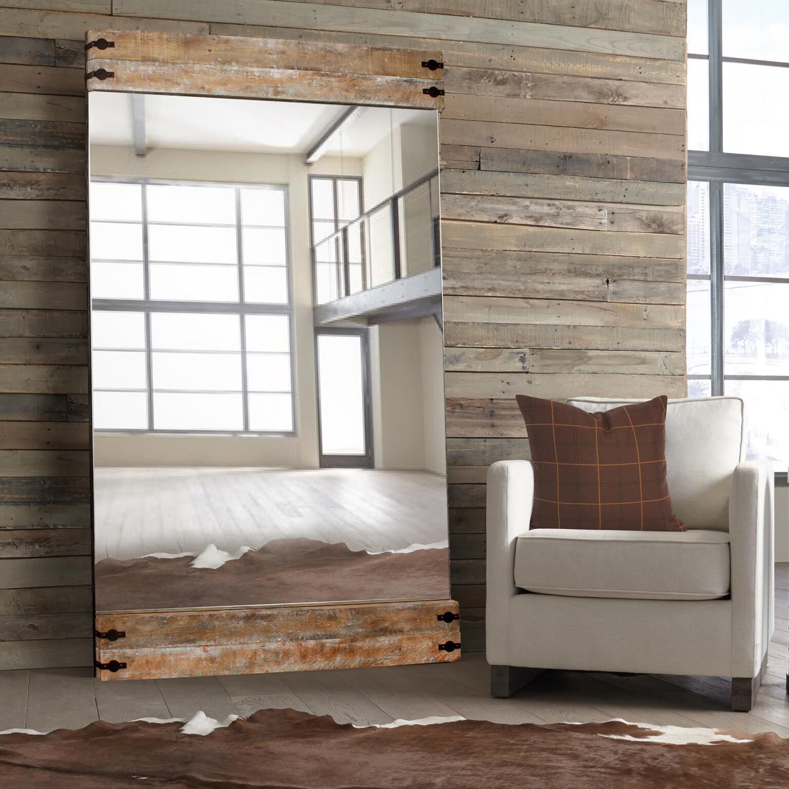 Garrett 82 X 48 inch Wood and Iron Floor Mirror