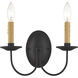 Heritage 2 Light 12 inch Black Wall Sconce Wall Light