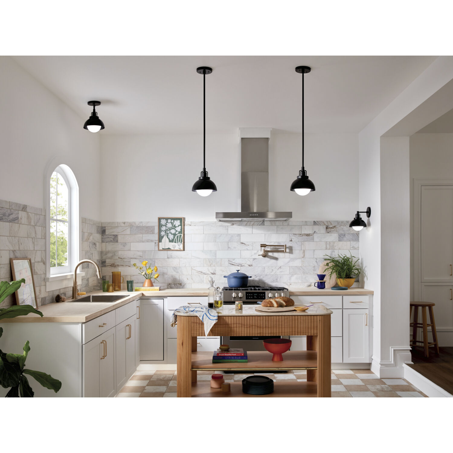 Niva LED 8 inch Black Semi Flush Mount Ceiling Light