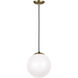 Leo - Hanging Globe Pendant Ceiling Light in Satin Brass
