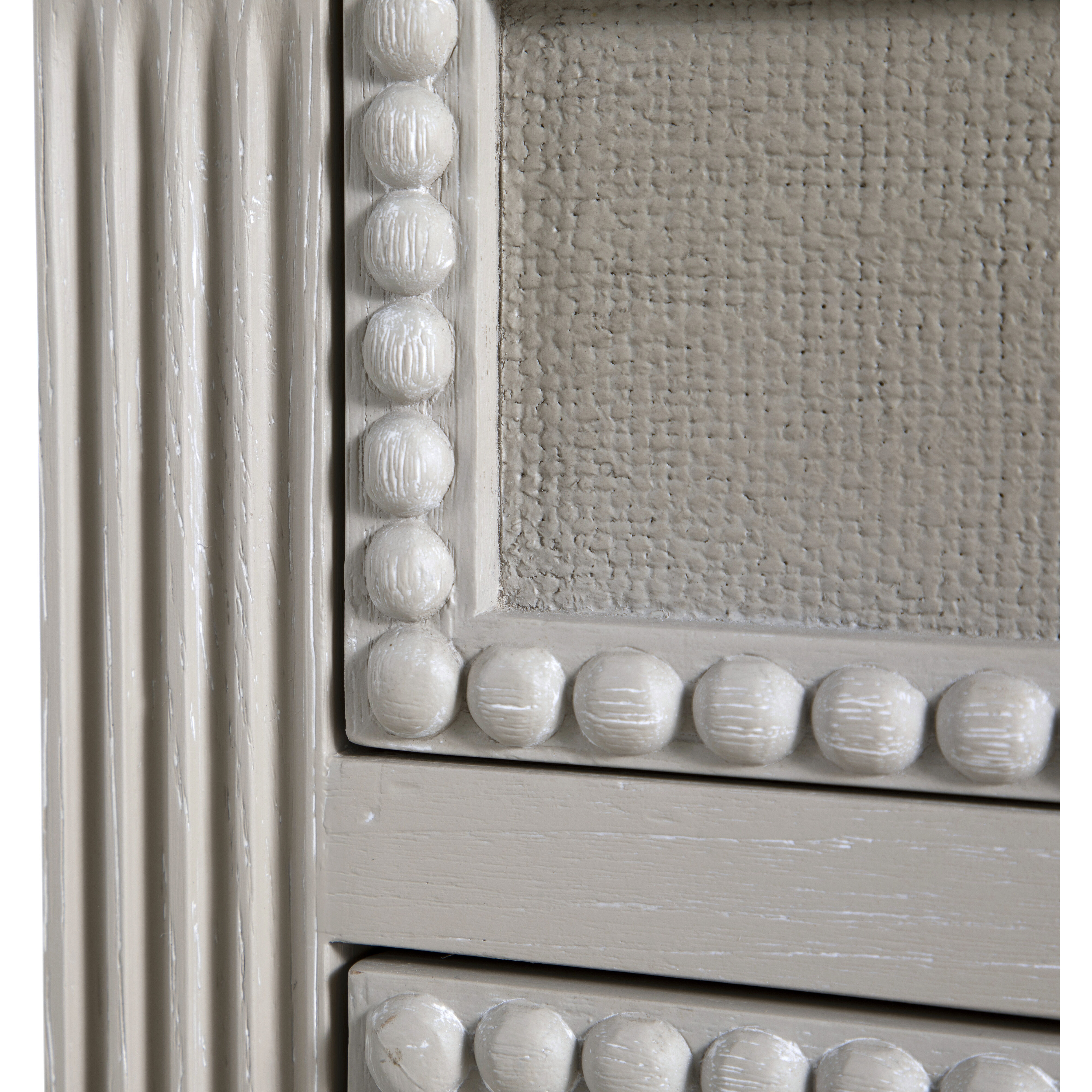 Caroline 30.5 X 30 inch Cerused White and Painted Burlap with Antique Bronze Nightstand