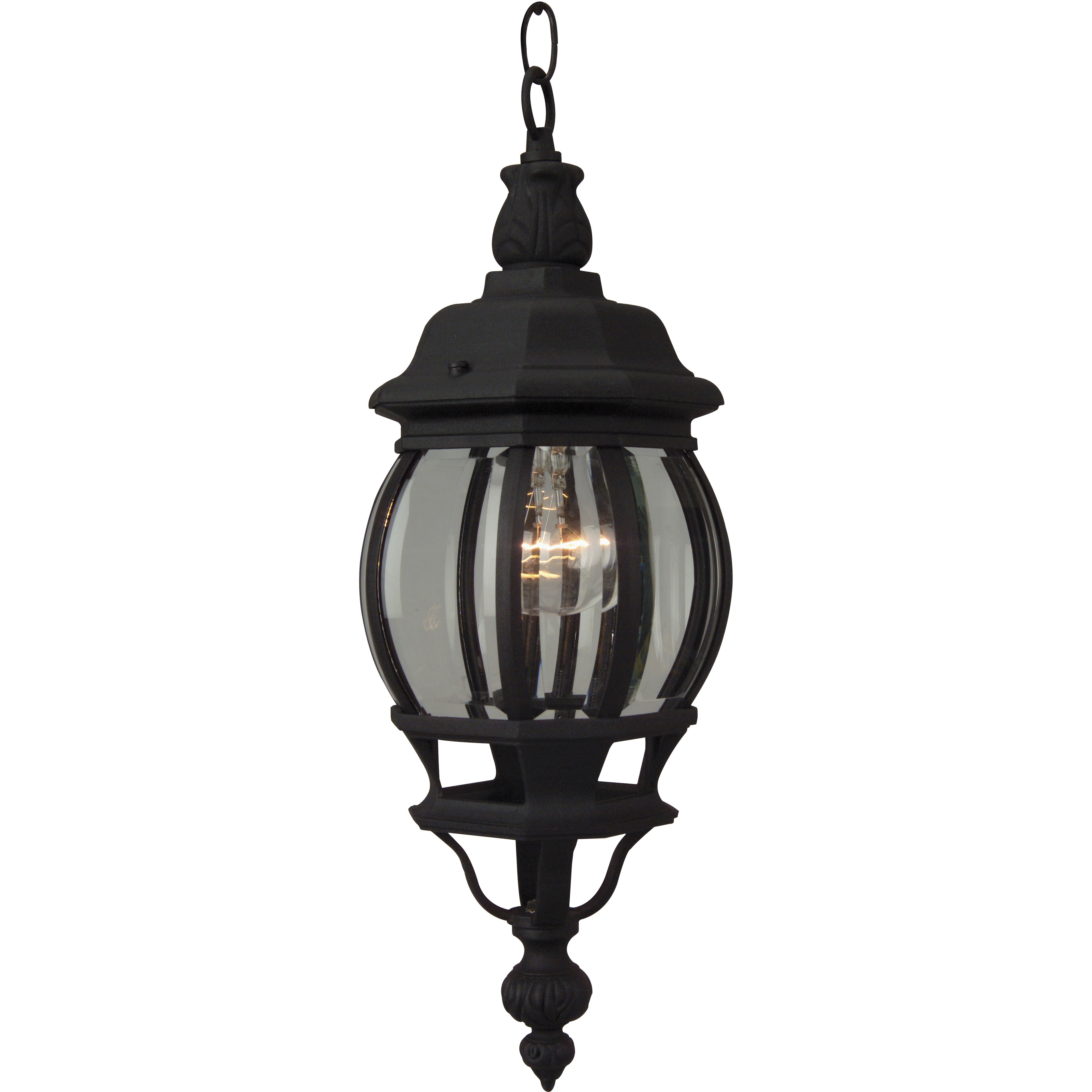 French Style 1 Light 6.5 inch Textured Black Outdoor Pendant, Small