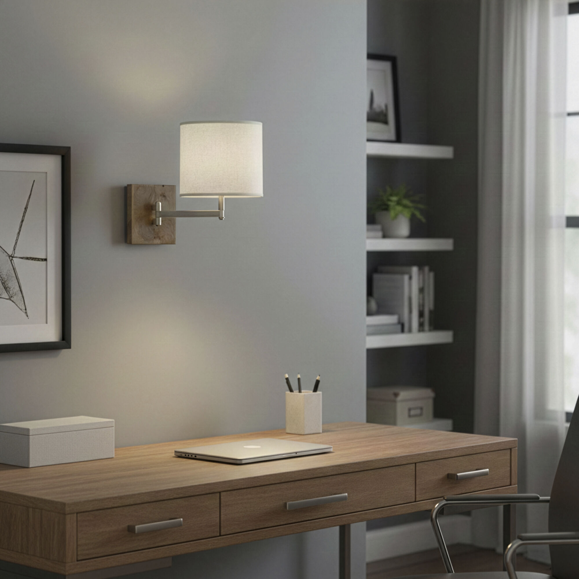 Oliver 8.25 inch 60 watt Unfinished Mango Wood with Patina Nickel Wall Swinger Wall Light