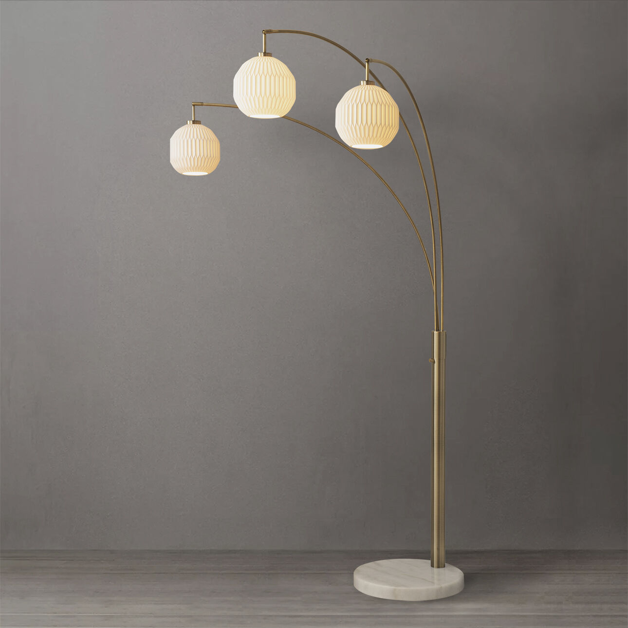 Moraga 85 inch 60.00 watt Walnut and Weathered Brass with Black Arc Floor Lamp Portable Light