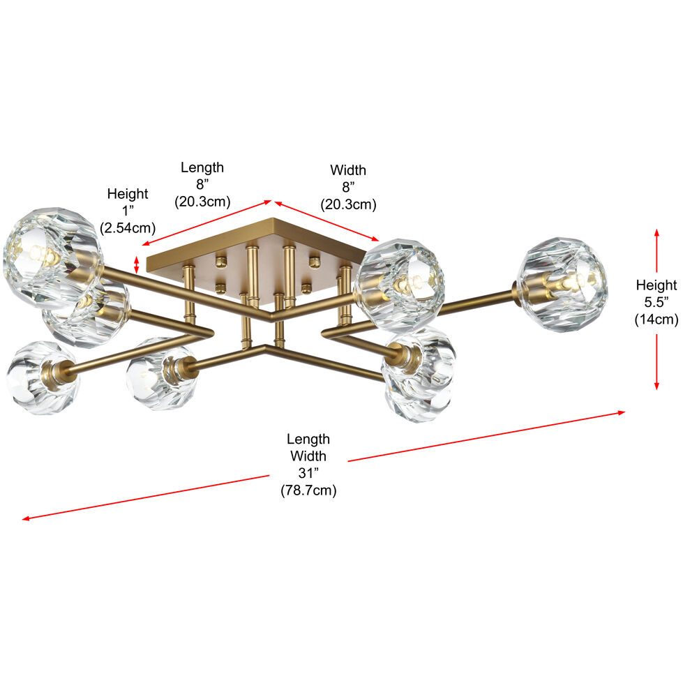 Eren 8 Light 31 inch Satin Gold Flush Mount Ceiling Light