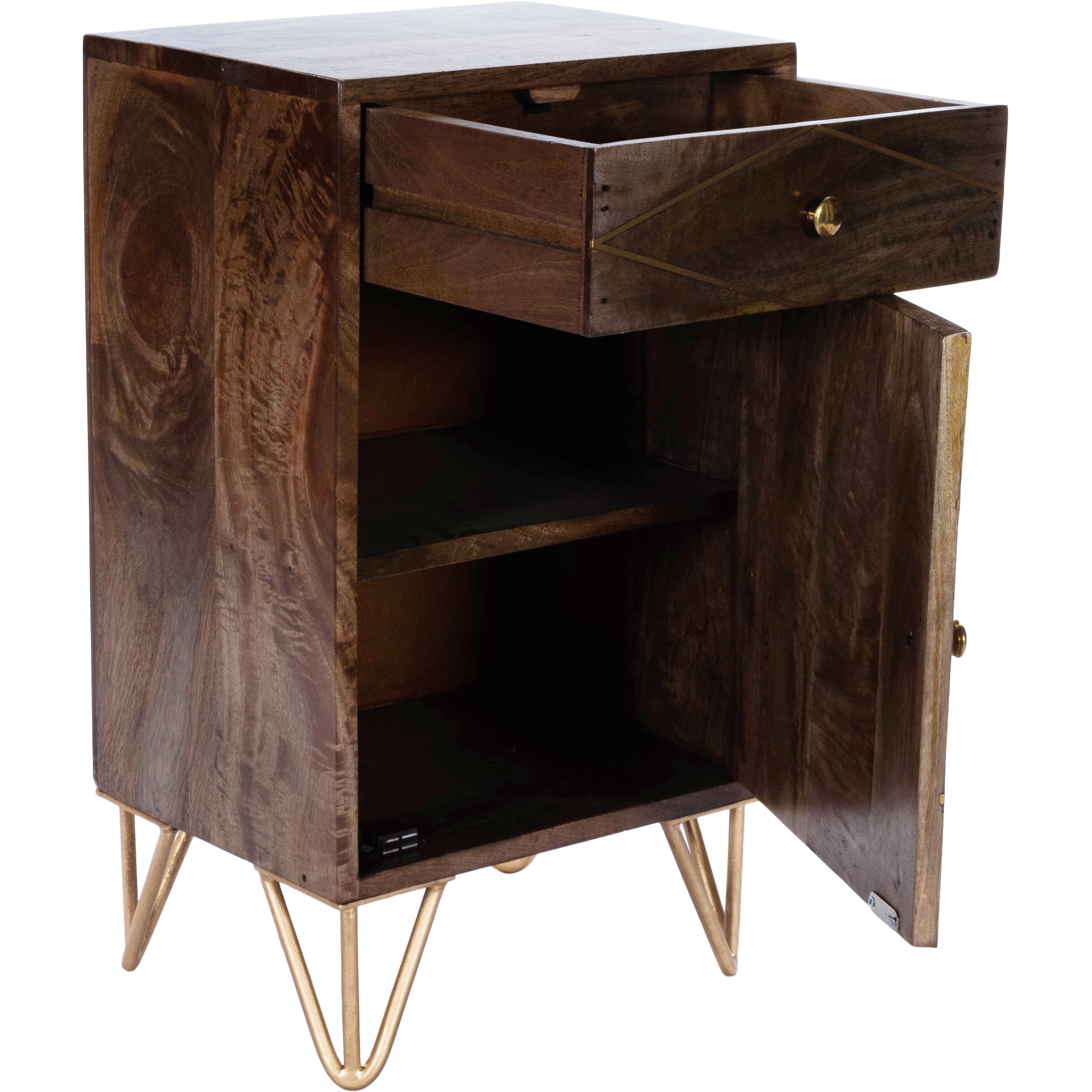 Alda Wood & Brass Metal Inlay Dresser or Chest