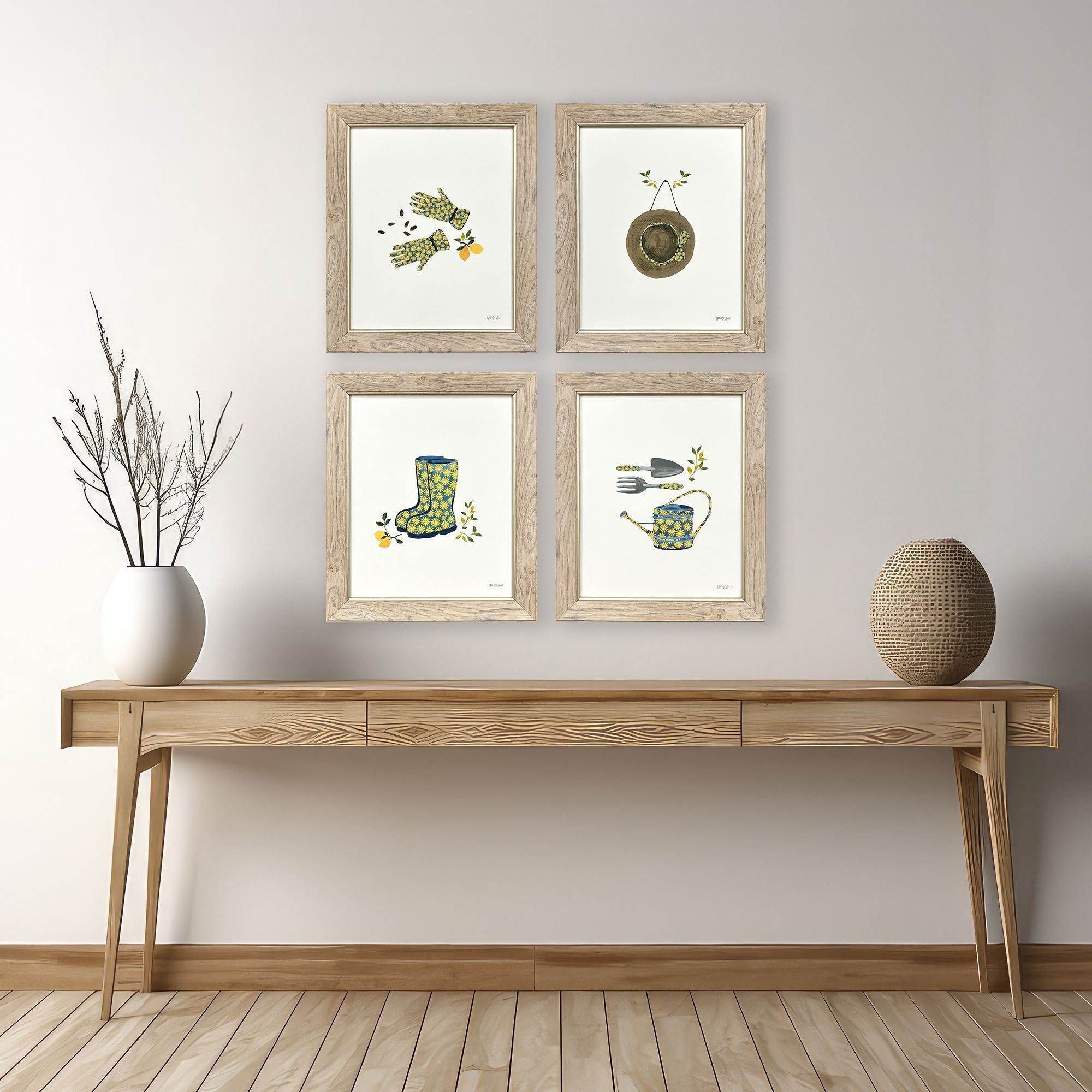 Summer Garden Blue and Yellow and Green and Brown Framed Art, Propac