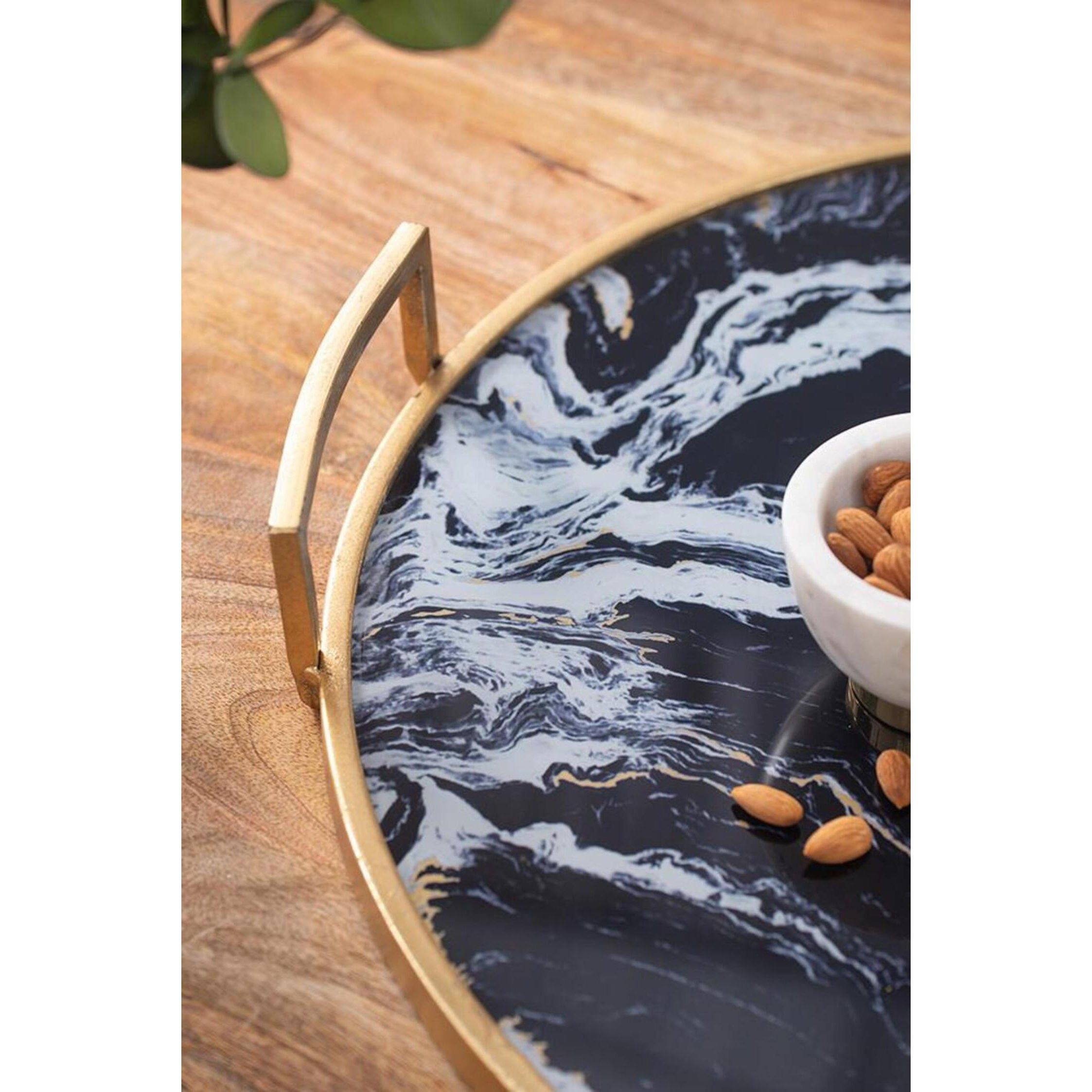 Anita Gold and Black Tray, Set of 2