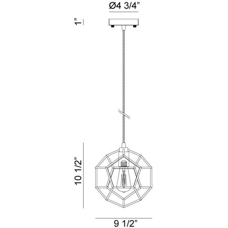 Geometry Series 1 Light 9.5 inch Rusty Black Pendant Ceiling Light