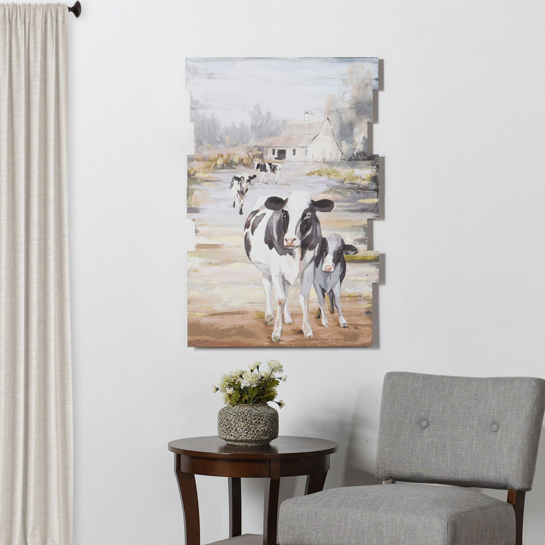 Coutnry Cow Black Wall Art