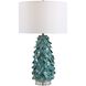 Mina 27.5 inch 150 watt Aged Teal Blue and Crystal with Antique Brass Table Lamp Portable Light