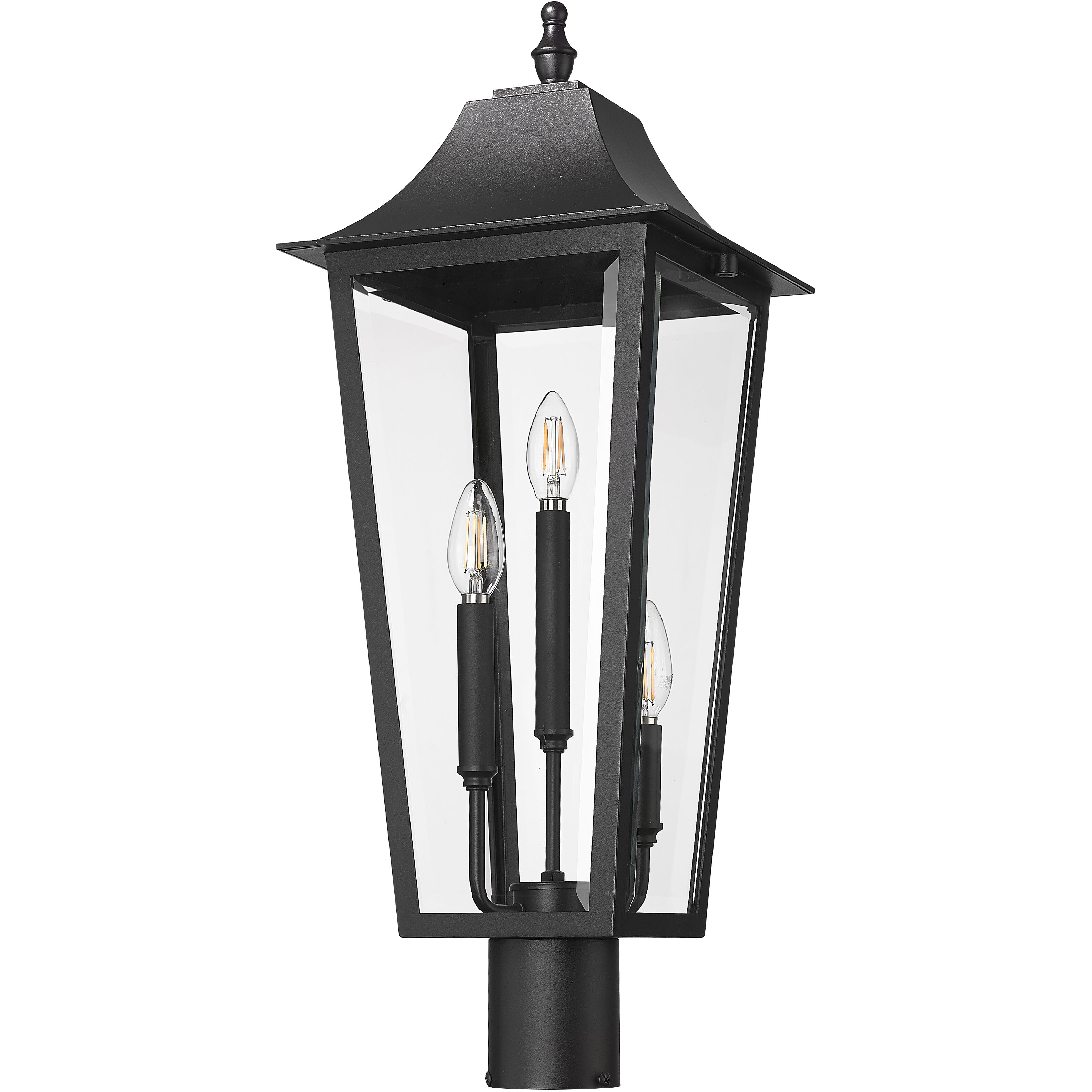Gannon 3 Light 26.75 inch Black Outdoor Post Mount Fixture
