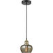 Fenton 1 Light 6.5 inch Black Antique Brass Mini Pendant Ceiling Light in Mercury Glass