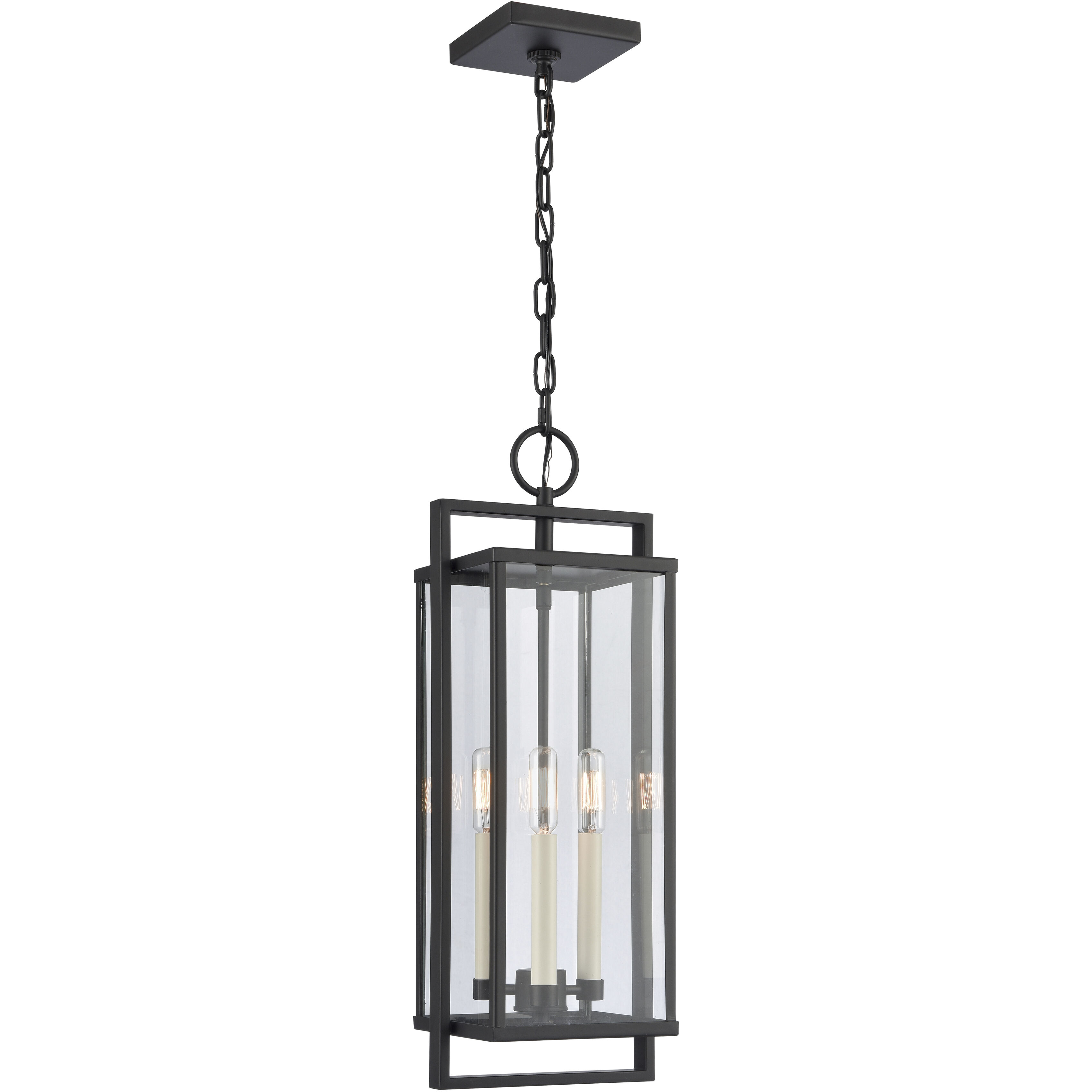 Gladwyn 3 Light 8.25 inch Matte Black with Off White Outdoor Pendant