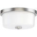 Fuller 2 Light 11.75 inch Satin Nickel Flush Mount Ceiling Light in White