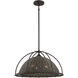 Trentino 3 Light 21.75 inch Gunsmoke with Gray Rattan Pendant Ceiling Light
