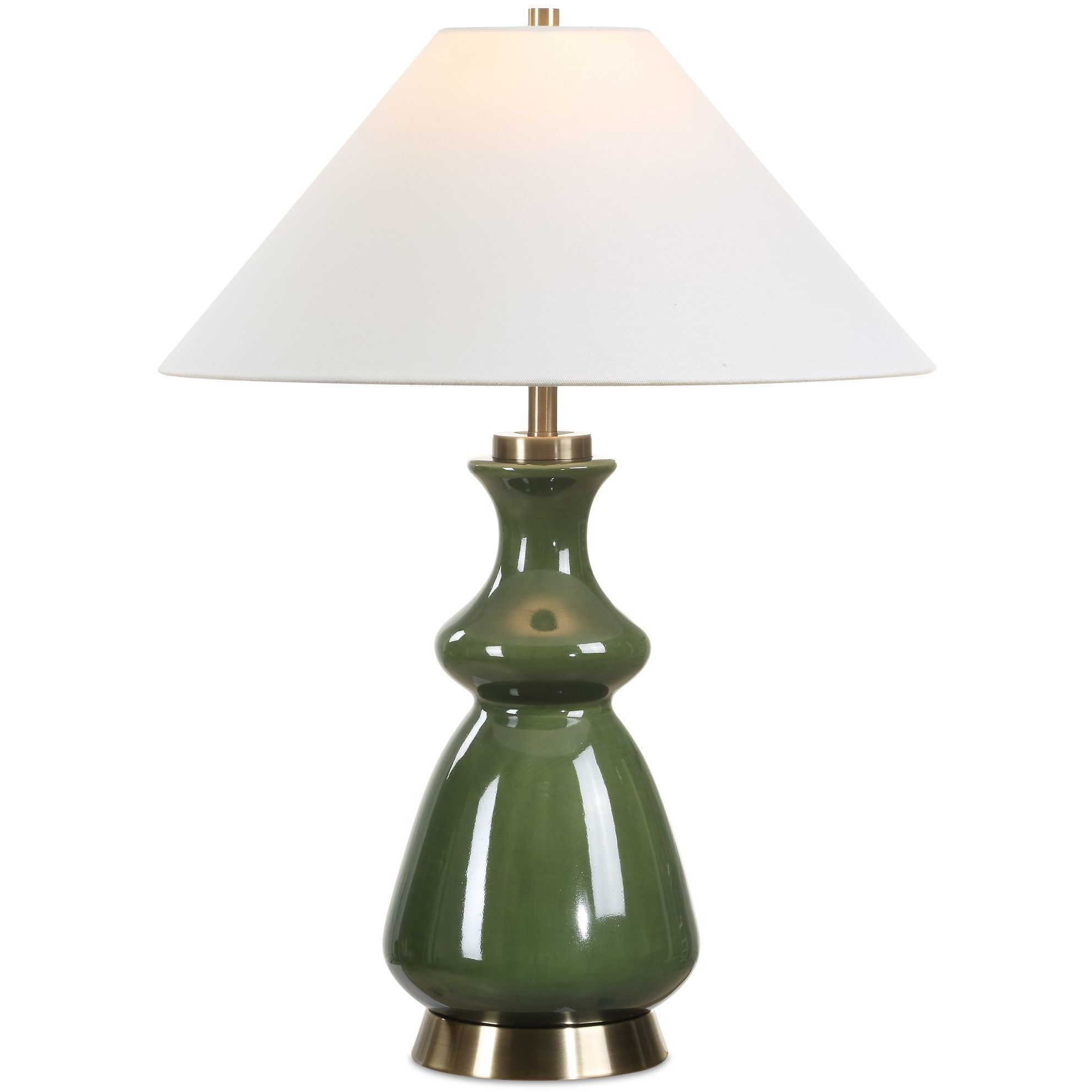 Green Thumb 27.5 inch 150 watt Moss Green and Brass Table Lamp Portable Light