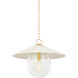 Ressi 1 Light 28 inch Aged Brass and Soft Cream Pendant Ceiling Light