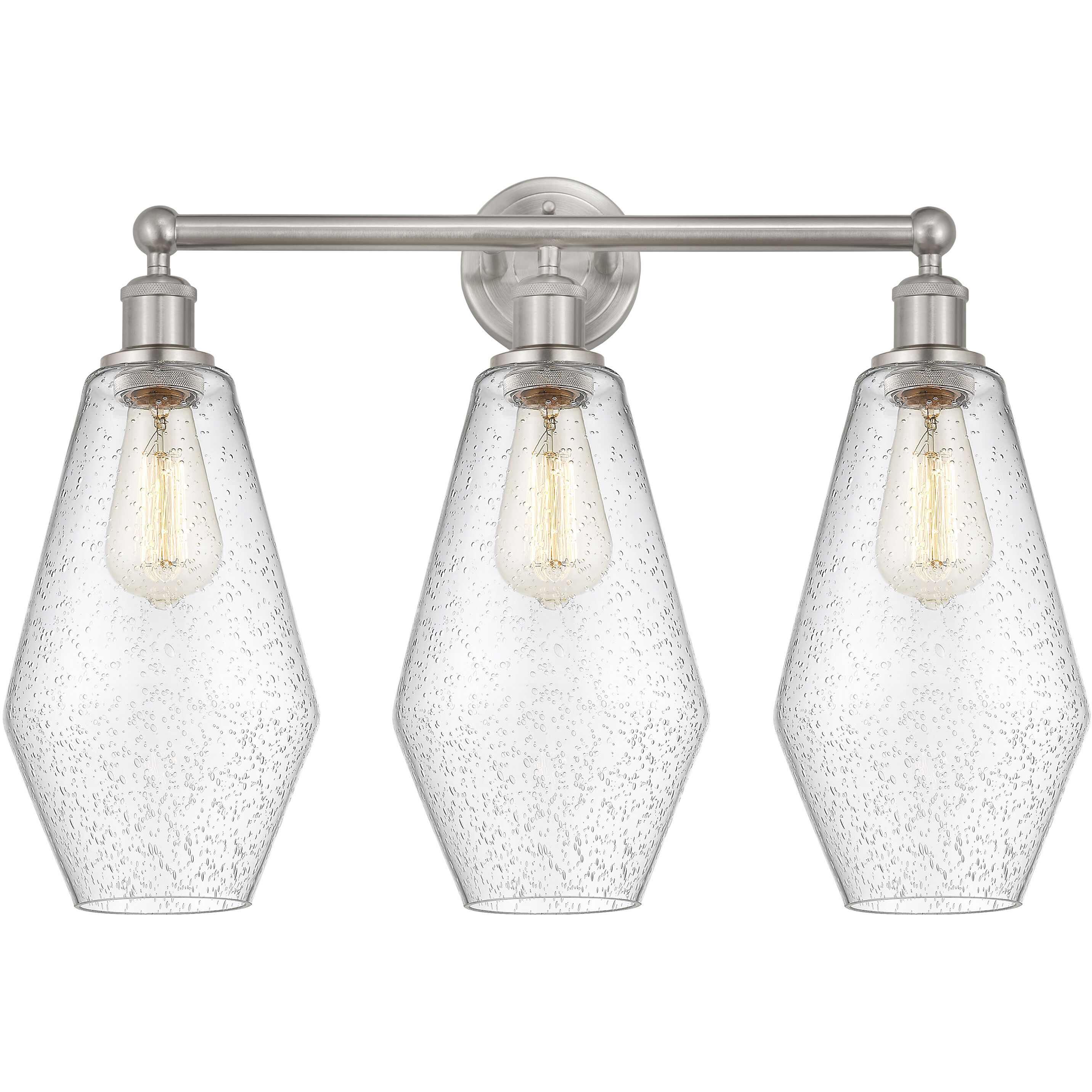 Cindyrella 3 Light 25 inch Brushed Satin Nickel Bath Vanity Light Wall Light in Seedy Glass
