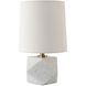 A Cut Above 15 inch 60.00 watt White Marble and Antique Brass Table Lamp Portable Light